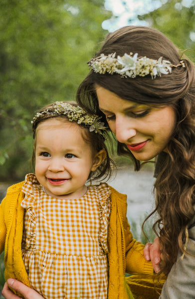 Ivory flower hair crowns Mummy and me wedding crowns Flower girl headpiece Matching hair wreaths Handmade crowns Customisable Baby headband