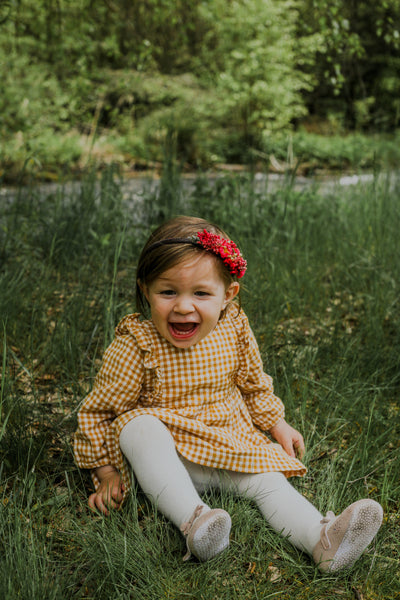 Red flower headband for flower girl