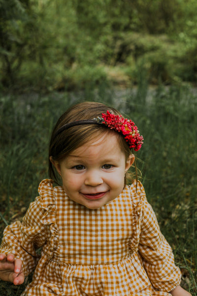 Red flower headband for flower girl