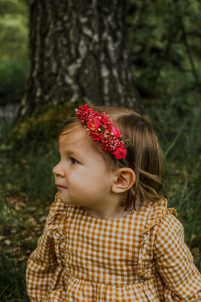 Red flower headband for flower girl