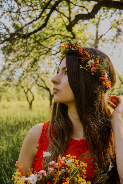 Dried flower crown Meadow wedding wreath Preserved flower bridal wreath Hair crown with wildflowers Magaela handmade Customisable halo