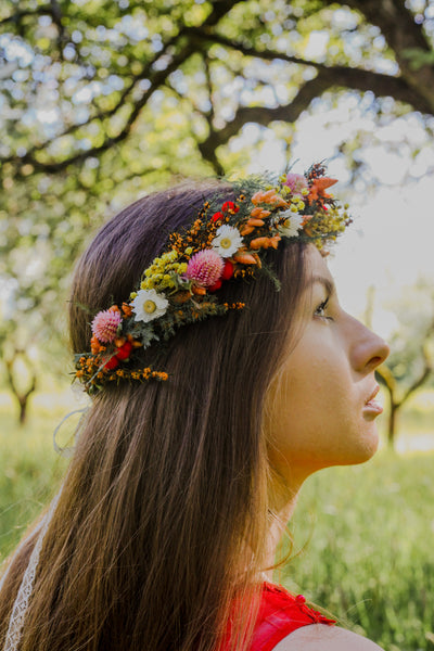 Dried flower crown Meadow wedding wreath Preserved flower bridal wreath Hair crown with wildflowers Magaela handmade Customisable halo