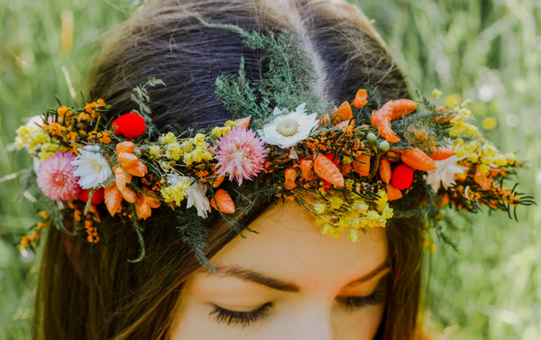 Dried flower crown Meadow wedding wreath Preserved flower bridal wreath Hair crown with wildflowers Magaela handmade Customisable halo