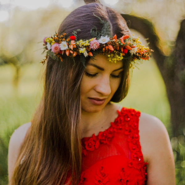 Dried flower crown Meadow wedding wreath Preserved flower bridal wreath Hair crown with wildflowers Magaela handmade Customisable halo