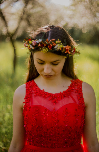 Dried flower crown Meadow wedding wreath Preserved flower bridal wreath Hair crown with wildflowers Magaela handmade Customisable halo