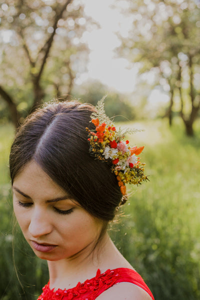 Dried flower comb Bridal hair comb Wildflowers wedding comb Bride to be Preserved flower comb Magaela handmade Meadow wedding headpiece