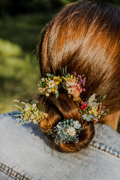 Natural meadow flower hairpins