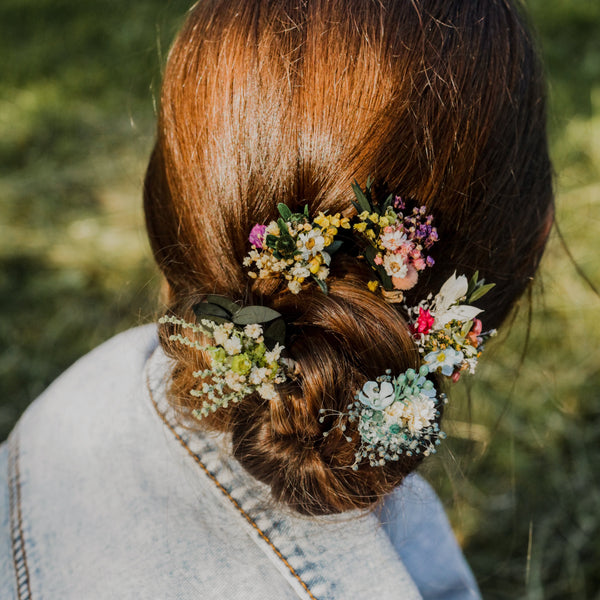Natural meadow flower hairpins