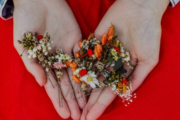 Fall preserved flower hairpins