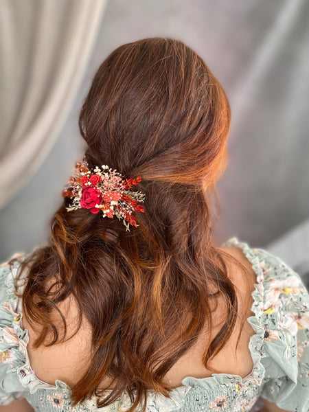 Red flower hair clip