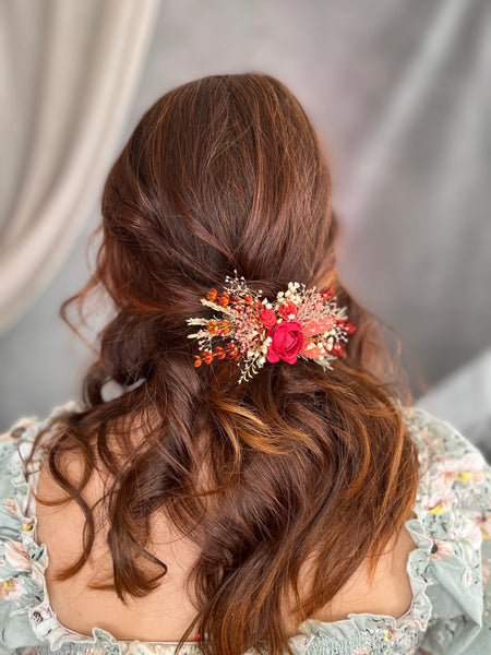 Red flower hair clip