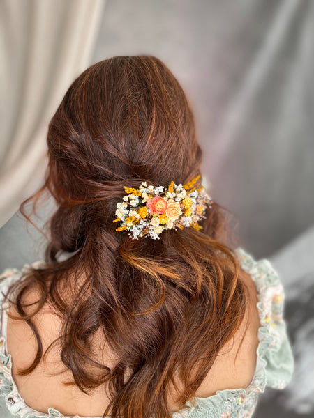 Yellow bridal flower hair clip