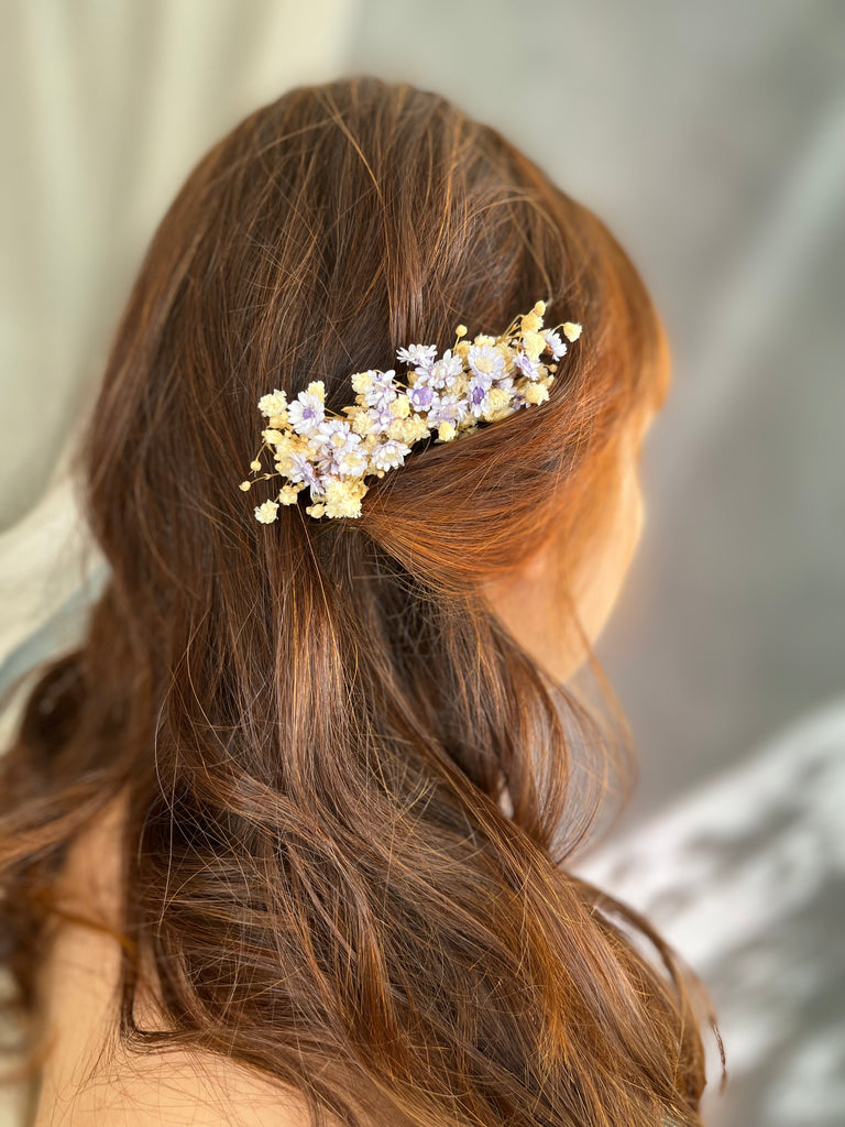 Dried Lavender Babies Breath Hair Comb / Dainty Wedding Floral Comb /  Bridal Hair Accessory / Dried Flowers Hair Pin Clip / Gift for Her -   Canada