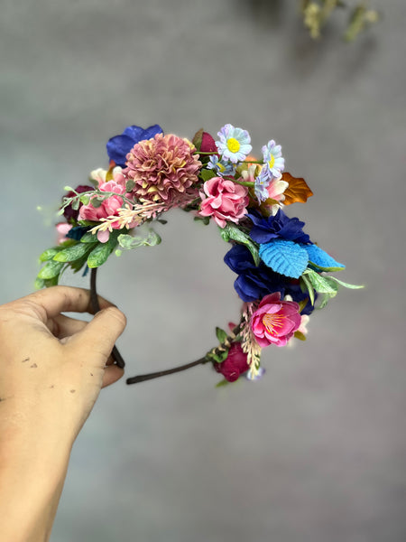 Meadow pink and blue Frida Kahlo headband