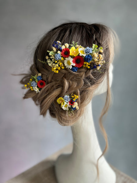 Folk wedding set of comb and hairpins