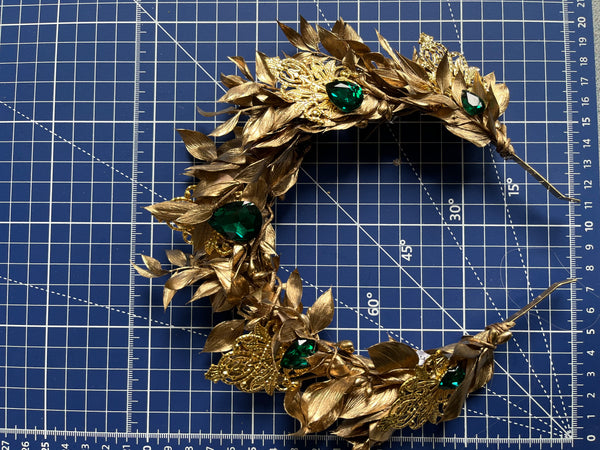 Golden and emerald flower crown