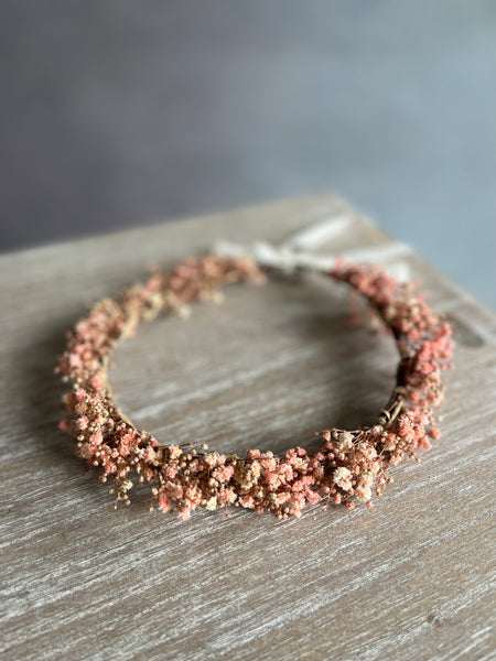 Pink baby's breath flower wreath