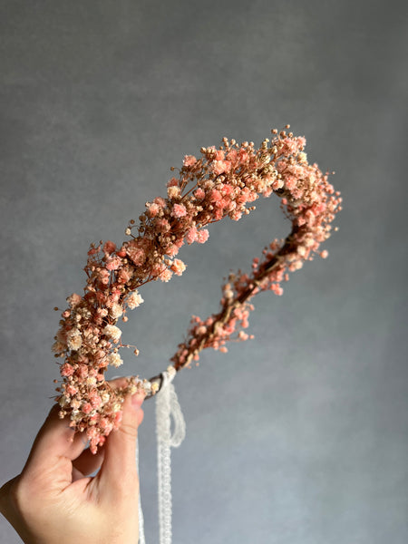 Pink baby's breath flower wreath