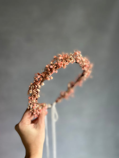 Pink baby's breath flower wreath