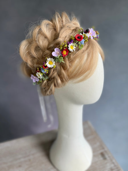 Meadow poppy flower hair crown