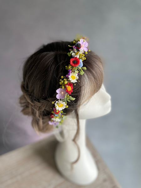 Meadow poppy flower hair crown