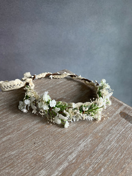 White bridal flower crown