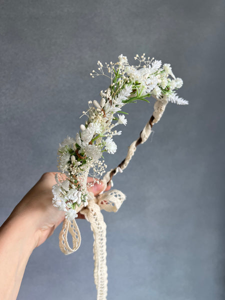 White bridal flower crown