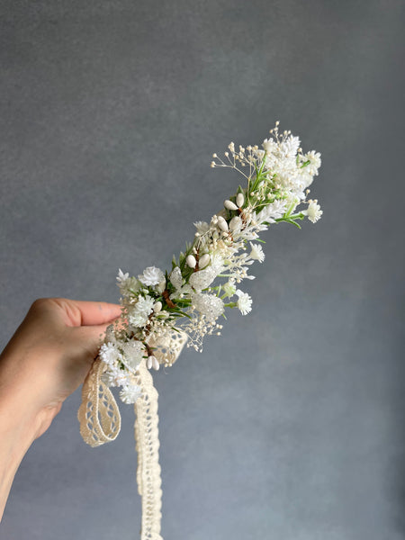 White bridal flower crown
