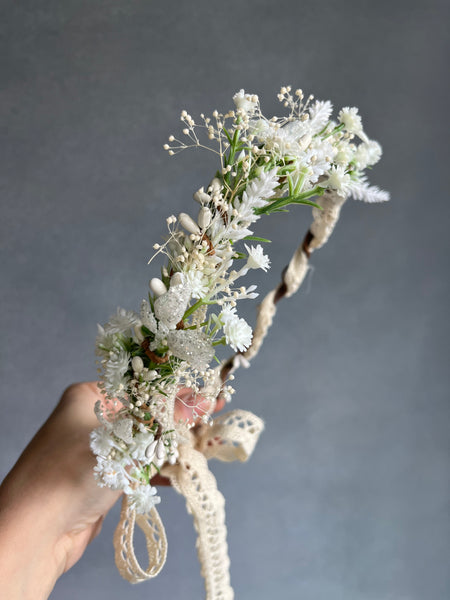 White bridal flower crown