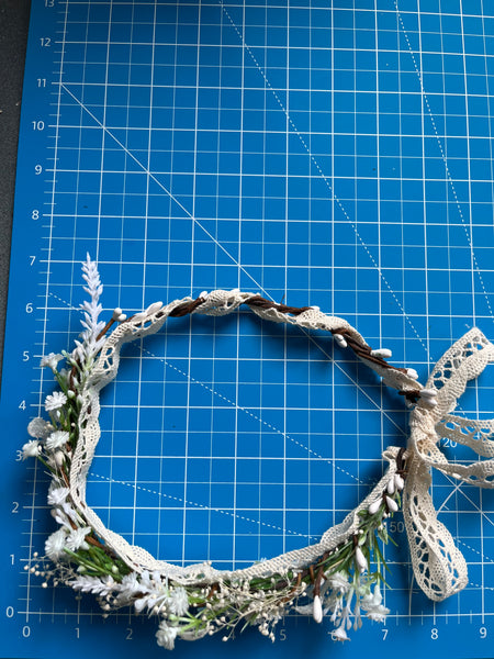 White bridal flower crown