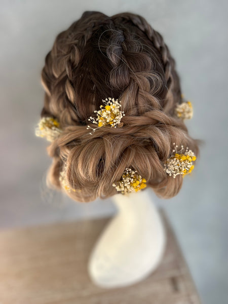 Preserved baby's breath flower hairpins