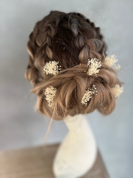 Preserved baby's breath flower hairpins