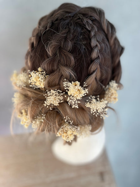 Preserved baby's breath flower hairpins