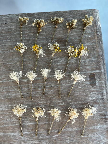 Preserved baby's breath flower hairpins