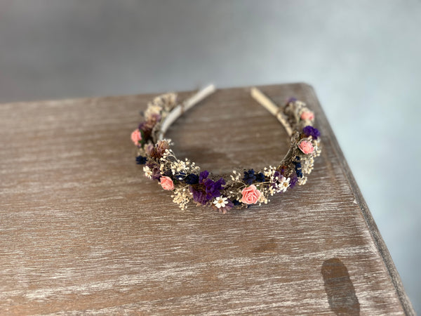 Romantic pink and purple headband