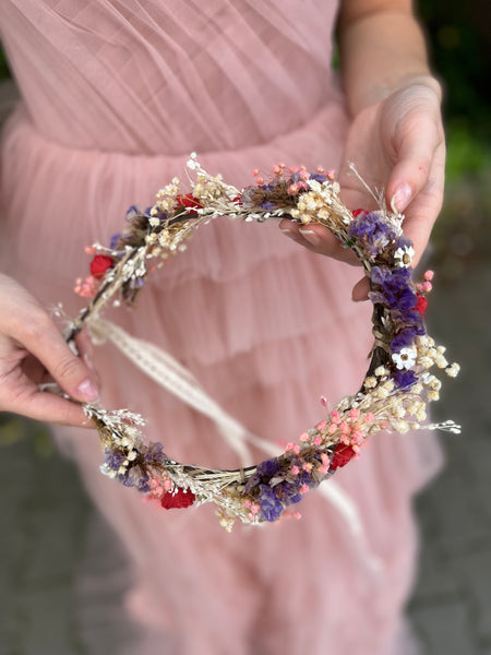 Natural dried flowers hair crown