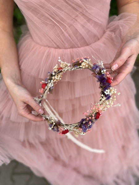 Natural dried flowers hair crown