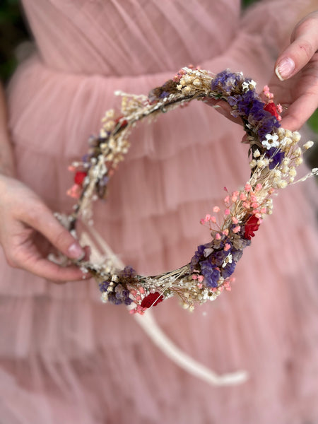 Natural dried flowers hair crown