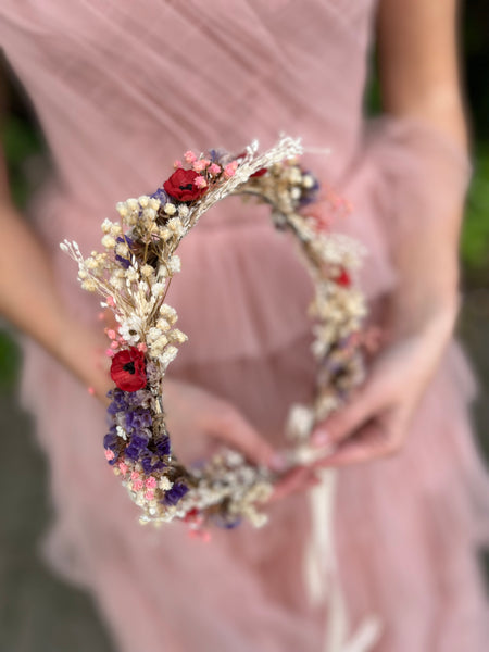 Natural dried flowers hair crown