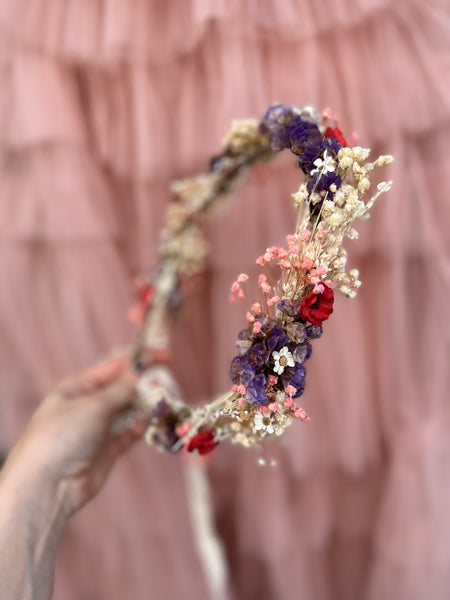 Natural dried flowers hair crown