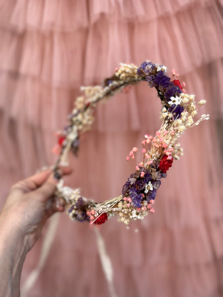 Natural dried flowers hair crown