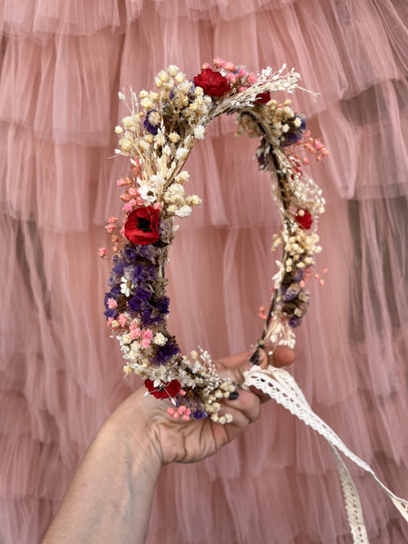 Natural dried flowers hair crown