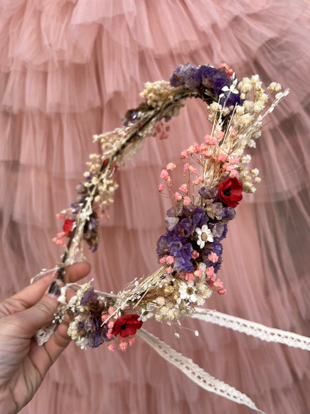 Natural dried flowers hair crown