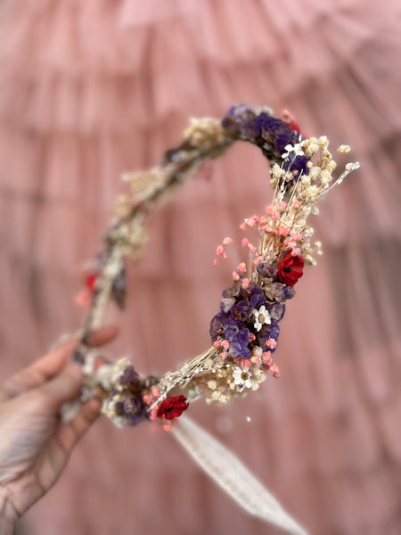 Natural dried flowers hair crown