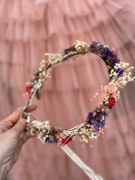 Natural dried flowers hair crown