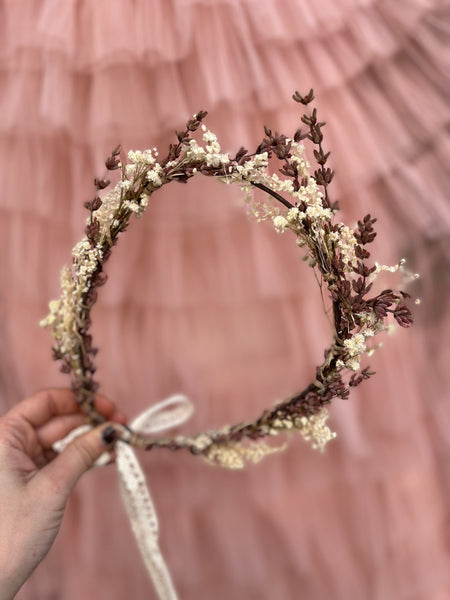 Natural baby's breath wedding hair crown