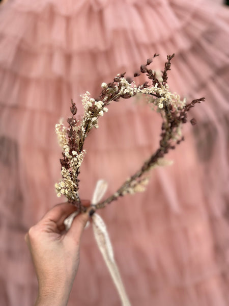 Natural baby's breath wedding hair crown