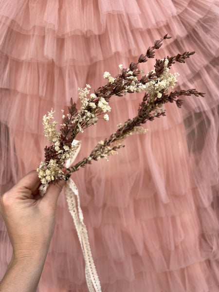 Natural baby's breath wedding hair crown