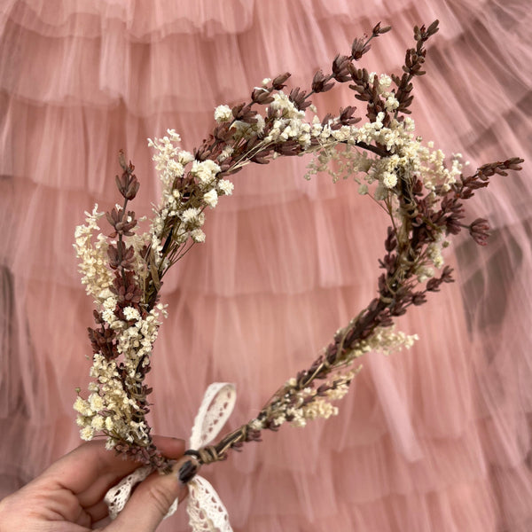 Natural baby's breath wedding hair crown