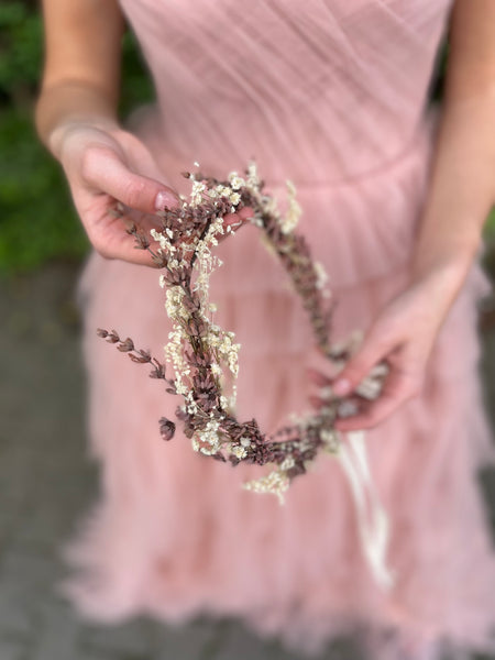 Natural baby's breath wedding hair crown